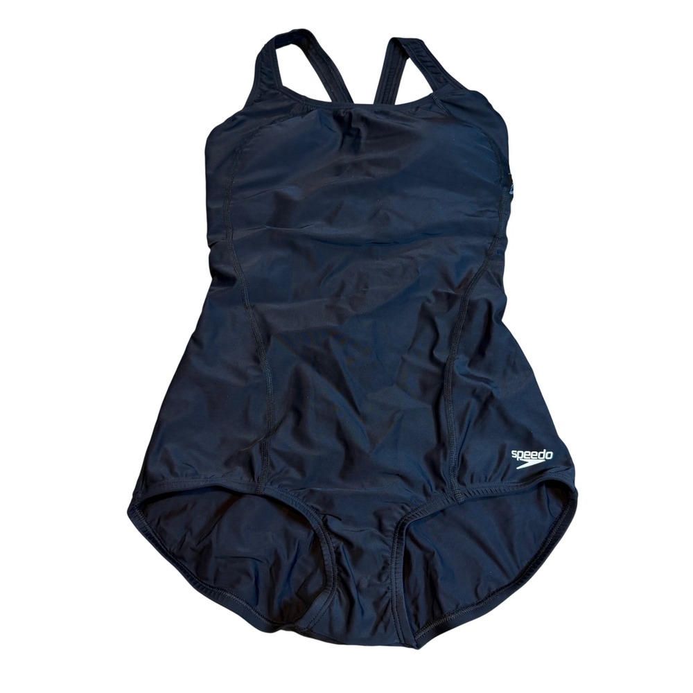 Speedo Womens Black One Piece Swimsuit Conservative Cut Soft Cups Size 8 NWT